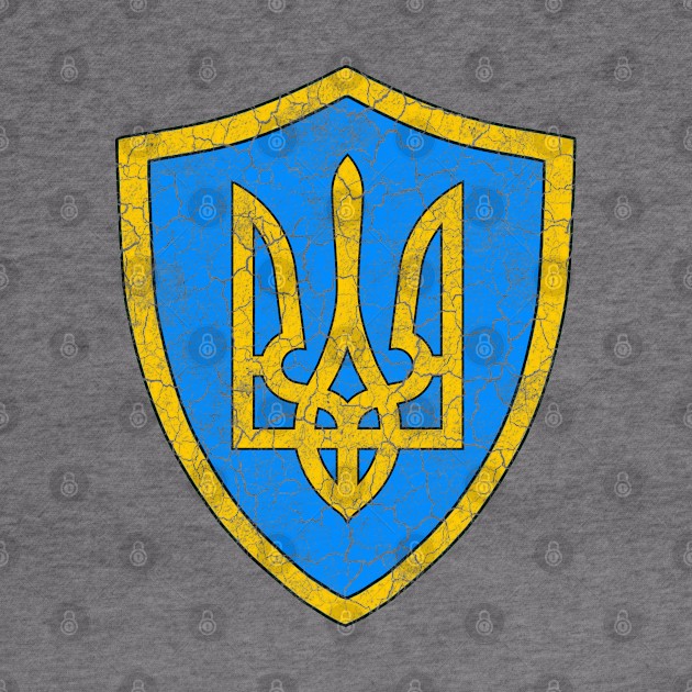 Coat of Arms Ukraine, Ukrainian Flag, Distressed, Retro, Vintage by Vladimir Zevenckih